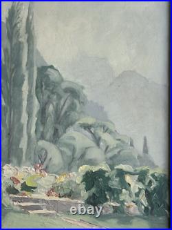 TERLIKOWSKI Antique Original Mountain Landscape Garden Oil Painting, Framed