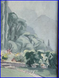 TERLIKOWSKI Antique Original Mountain Landscape Garden Oil Painting, Framed