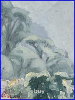 TERLIKOWSKI Antique Original Mountain Landscape Garden Oil Painting, Framed