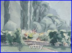 TERLIKOWSKI Antique Original Mountain Landscape Garden Oil Painting, Framed