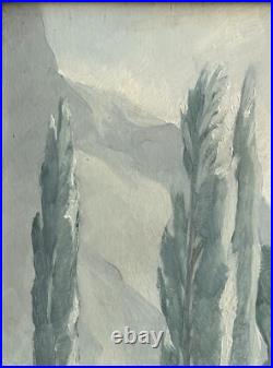 TERLIKOWSKI Antique Original Mountain Landscape Garden Oil Painting, Framed