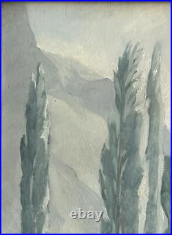 TERLIKOWSKI Antique Original Mountain Landscape Garden Oil Painting, Framed