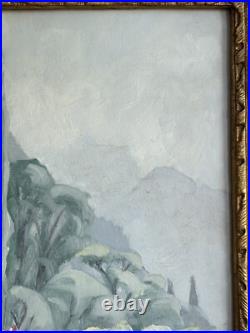 TERLIKOWSKI Antique Original Mountain Landscape Garden Oil Painting, Framed