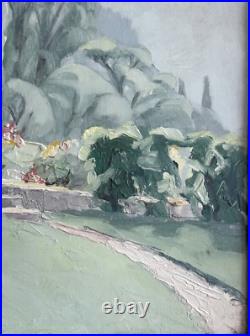 TERLIKOWSKI Antique Original Mountain Landscape Garden Oil Painting, Framed