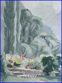TERLIKOWSKI Antique Original Mountain Landscape Garden Oil Painting, Framed