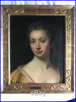 THOMAS HUDSON (Attr) Splendide Portrait de Femme HST XVIII Cadre en bois doré