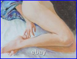 T. Wilson huile/ toile 50x60 Jeune Femme Nue oil painting nude woman