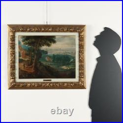Tableau Ancien Figures et Batîments École Flamande XIXe Siècle Originale