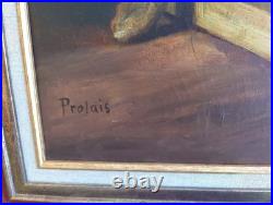 Tableau Ancien Huile Peinture Ecole Francaise Lapin Lievre Fruit Baroque XIX 19