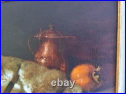 Tableau Ancien Huile Peinture Ecole Francaise Lapin Lievre Fruit Baroque XIX 19