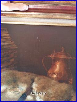 Tableau Ancien Huile Peinture Ecole Francaise Lapin Lievre Fruit Baroque XIX 19