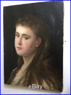 Tableau Ancien Huile Portrait de Jeune Femme Impressionniste Gout FANTIN LATOUR