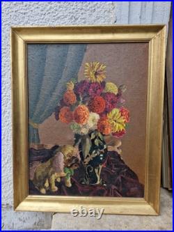 Tableau Ancien Huile Sur Toile Bouquet De Fleurs Tableau Ancien Huile Sur Toile Bouquet De Fleurs