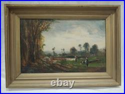 Tableau Ancien Huile Sur Toile École Barbizon 19e Lucien Felix Henry