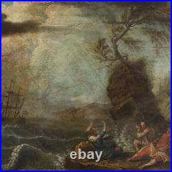 Tableau Ancien Huile sur Toile École de France du XVIIIe Siècle Original