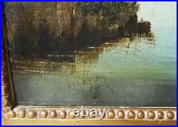 Tableau Ancien Huile sur Toile Peinture Barbizon Paysage Montagne Encadree XIXe