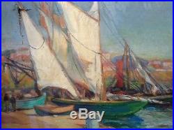 Tableau Ancien Impressionniste Léonie VITTON Marine style Georges LAPCHINE Huile