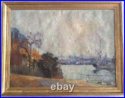 Tableau Ancien Impressionniste Marine Ecole de ROUEN MAGDELEINE HUE (1882-1944)