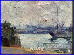 Tableau Ancien Impressionniste Marine Ecole de ROUEN MAGDELEINE HUE (1882-1944)