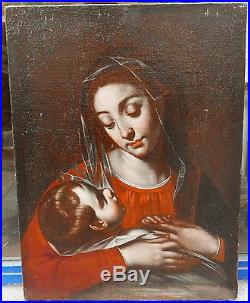 Tableau Ancien Italien Huile Vierge à l'Enfant Renaissance Fin XVIe Début XVIIe