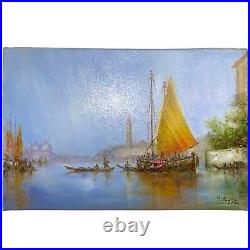 Tableau Ancien Paysage Venitien Signé Virgile Mafonso Avec Cachet De L'artiste Tableau Ancien Paysage Venitien Signé Virgile Mafonso Avec Cachet De L'artiste