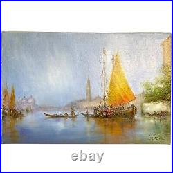 Tableau Ancien Paysage Venitien Signé Virgile Mafonso Avec Cachet De L'artiste Tableau Ancien Paysage Venitien Signé Virgile Mafonso Avec Cachet De L'artiste