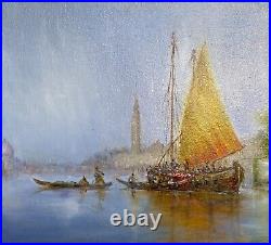 Tableau Ancien Paysage Venitien Signé Virgile Mafonso Avec Cachet De L'artiste Tableau Ancien Paysage Venitien Signé Virgile Mafonso Avec Cachet De L'artiste