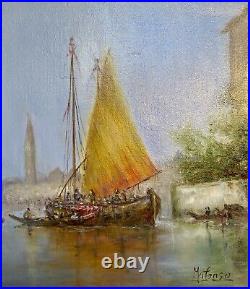 Tableau Ancien Paysage Venitien Signé Virgile Mafonso Avec Cachet De L'artiste Tableau Ancien Paysage Venitien Signé Virgile Mafonso Avec Cachet De L'artiste