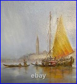 Tableau Ancien Paysage Venitien Signé Virgile Mafonso Avec Cachet De L'artiste Tableau Ancien Paysage Venitien Signé Virgile Mafonso Avec Cachet De L'artiste