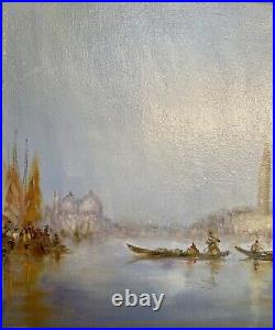 Tableau Ancien Paysage Venitien Signé Virgile Mafonso Avec Cachet De L'artiste Tableau Ancien Paysage Venitien Signé Virgile Mafonso Avec Cachet De L'artiste