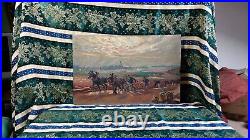 Tableau Ancien Peinture Huile Ecole Francaise de Barbizon Animaux Chevaux XIXeme