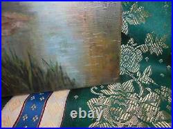 Tableau Ancien Peinture Huile sur Toile Ecole de Barbizon Vache Campagne XIXeme