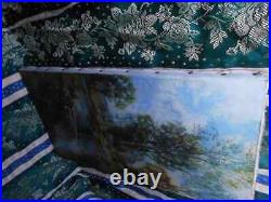 Tableau Ancien Peinture Huile sur Toile Ecole de Barbizon Vache Campagne XIXeme