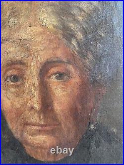 Tableau Ancien Peinture XIXe Portrait Femme Huile / Toile