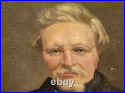 Tableau Ancien. Portrait Homme. Peinture huile sur toile signé. Style XlXeme