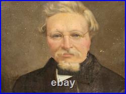 Tableau Ancien. Portrait Homme. Peinture huile sur toile signé. Style XlXeme
