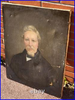 Tableau Ancien. Portrait Homme. Peinture huile sur toile signé. Style XlXeme