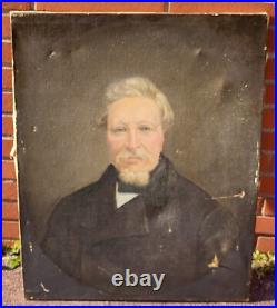 Tableau Ancien. Portrait Homme. Peinture huile sur toile signé. Style XlXeme