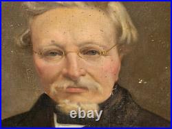 Tableau Ancien. Portrait Homme. Peinture huile sur toile signé. Style XlXeme