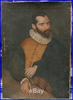 Tableau Ancien Portrait Renaissance Maitre Arquebusiers Boba 1593 à restaurer