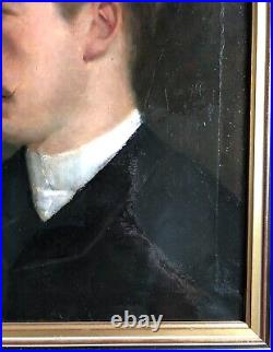 Tableau Ancien, Portrait d'Homme De Profil, Huile Sur Toile, Peinture, XIXe