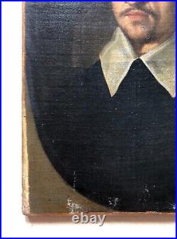 Tableau Ancien, Portrait d'Homme, Ecole Italienne, Huile Sur Toile, Début XVIIe