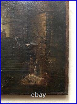 Tableau Ancien Signé Et Daté 1853, Intérieur De Temple, Huile Sur Toile, XIXe