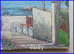 Tableau Ancien Signé, Marseille, Vue De Plage, Huile Sur Toile, Peinture, XXe