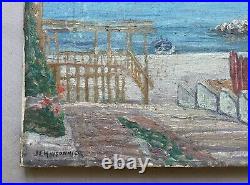 Tableau Ancien Signé, Marseille, Vue De Plage, Huile Sur Toile, Peinture, XXe