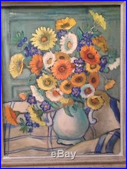 Tableau Ancien XXe Bouquet de fleurs Huile c1930 Dans le gout de Charles Camoin