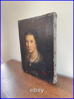 Tableau Ancien huile sur toile INCONNU (début XVIIIe-s) portrait de femme Tableau Ancien huile sur toile INCONNU (début XVIIIe-s) portrait de femme