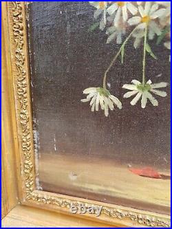 Tableau Ancien, huile sur toile signée Surville, bouquet de fleurs