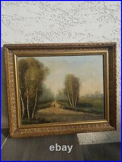 Tableau Ancien paysage huile sur toile XIX ème s signée