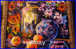 Tableau Armelle ANDREIS HST au couteau nature morte aux couleurs vitaminées Tableau Armelle ANDREIS HST au couteau nature morte aux couleurs vitaminées